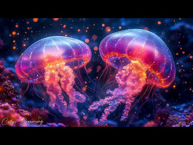 Neon Jellyfish Aquarium ~ Relaxing Music for Sleep, Study, Meditation & Yoga • MELATONIN RELEASE #2