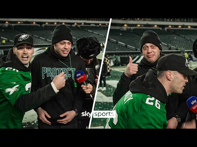 A CHAOTIC interview with Pete Davidson after the Philadelphia Eagles reach the Super Bowl 🤣