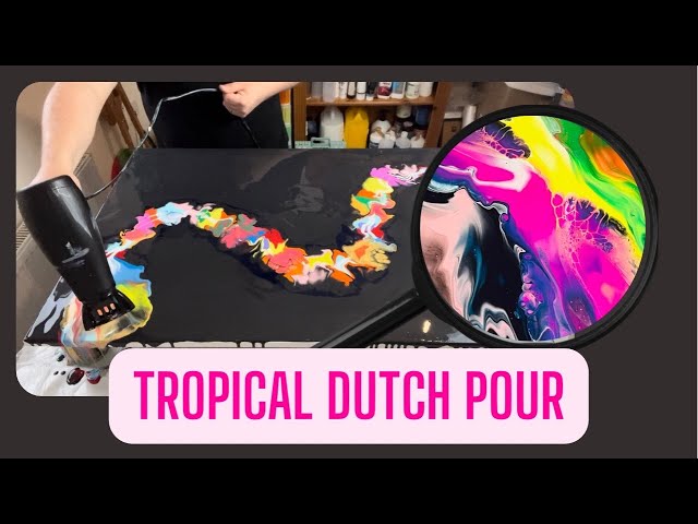 Tropical Burst - Dutch Pour - LARGE Canvas - WOWZA!! Acrylic Pouring Fluid Art