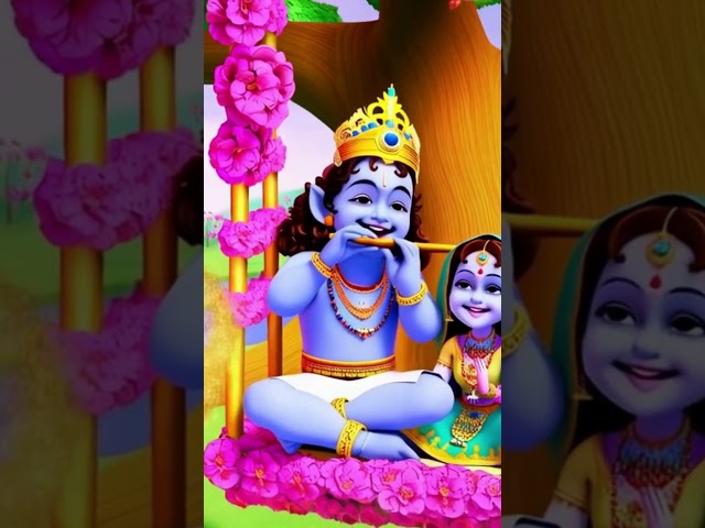 Radha Krishna sitting on a swing