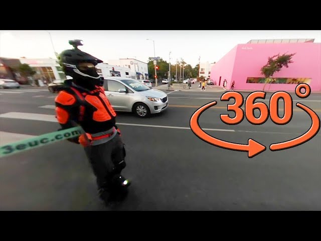 King Song 18L electric unicycle (EUC) fast ride on Melrose Avenue in Los Angeles - 2 of 2 ● 360° VR!