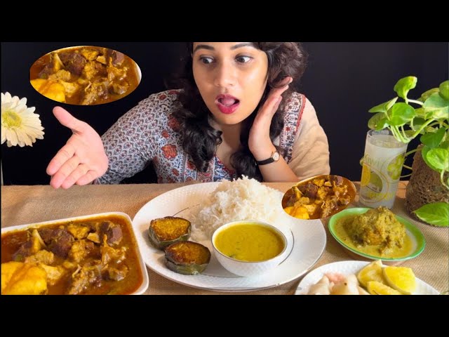 EATING SHOW | RICE,  DOI KATLA, MUTTON CURRY, MUGER DAL, BEGUN VAJA | MUKBANG | BIGBITES | ASMR