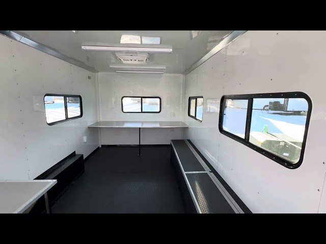 Always Innovating!  Check out this 8.5x20 office trailer - 2 desks, 2 A/Cs, bench and more!