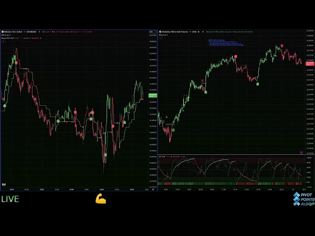 Pivot Points Algo Signals - 5MIN - 24h - Live Stream - CL1! & NQ1! - Duel Chart.