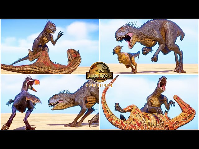 CAMP CRETACEOUS SCORPIOS REX HUNTING ANIMATIONS VS ALL DINOSAURS |  JURASSIC WORLD EVOLUTION 2