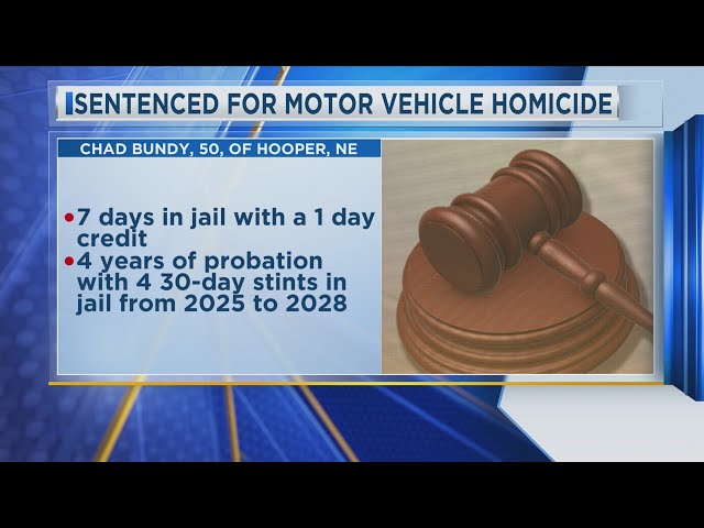 Sentenced For Motor Vehicle Homicide