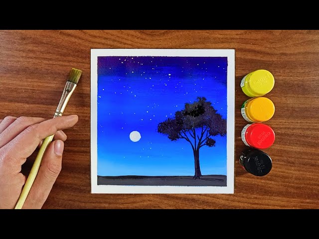 Night painting with watercolour colour | Night painting | Painting | Drawing