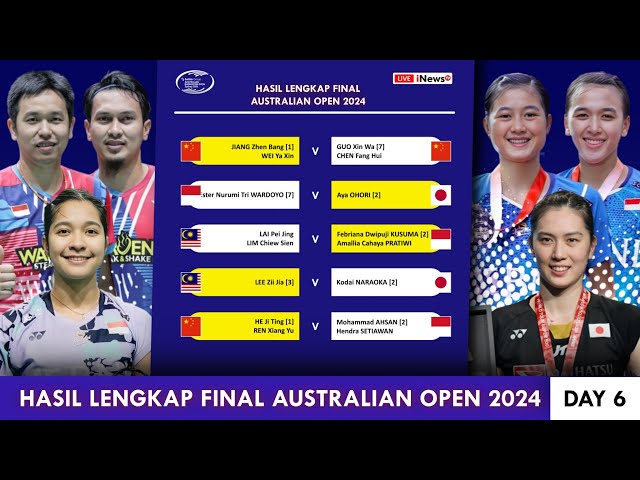 Hasil Lengkap Final Australia Open 2024. INDONESIA RAIH 1 GELAR & 2 RUNNER UP #australianopen2024