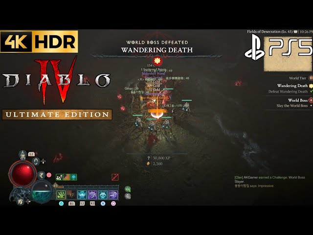 Wandering Death Boss Fight DIABLO 4 Endgame World Boss Fight 4K| Diablo 4 Wandering Death Boss Fight