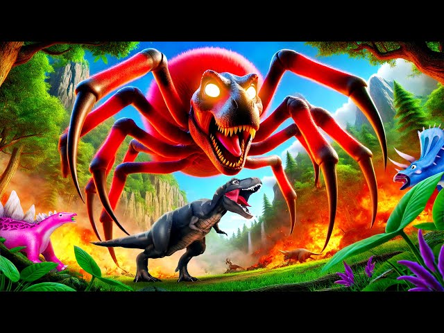 Monster Spider T-Rex Transforms and Attacks Jurassic Dinosaurs | Epic Survival Battle