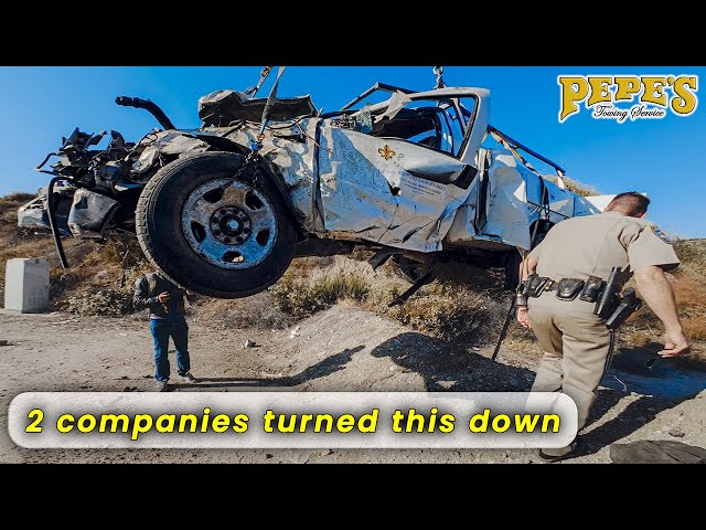 Ford F-350 Crashes 450' Down Freeway Hillside!