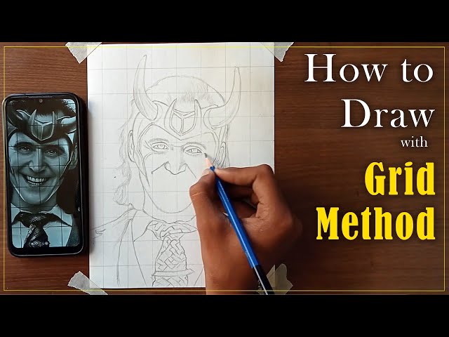 HOW TO DRAW with GRID METHOD | portrait drawing | loki portrait