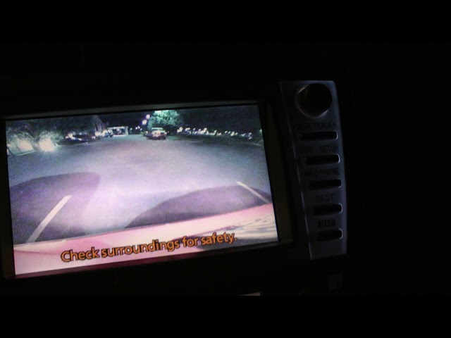 night view of the back up camera image of a 2010 Toyota Camry on the navigation screen 5/24/18