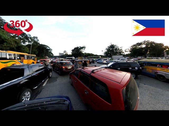 Manila Traffic: Quezon City Circle Wild Ride In 360° [2019]