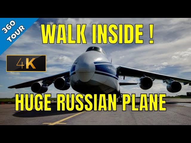 RUSSIAN PLANE AT UK AIRPORT - LOOK INSIDE - Volga Dnepr Antonov An-124 (SEIZED IN 2022) - 4K