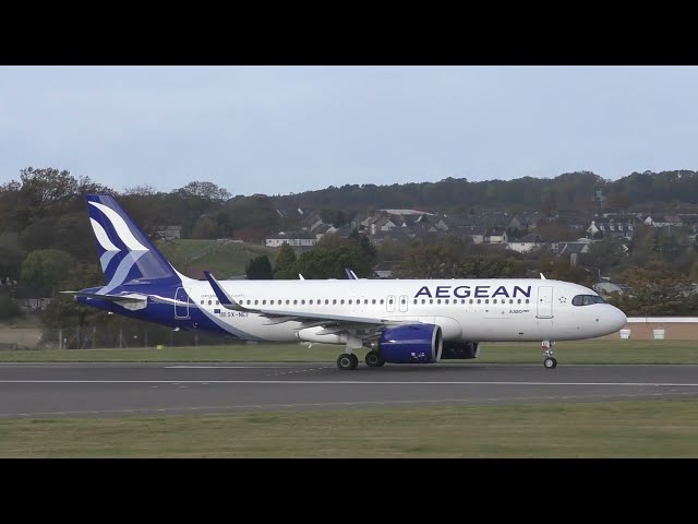 Aegean SX-NEF Takeoff at Edinburgh Airport