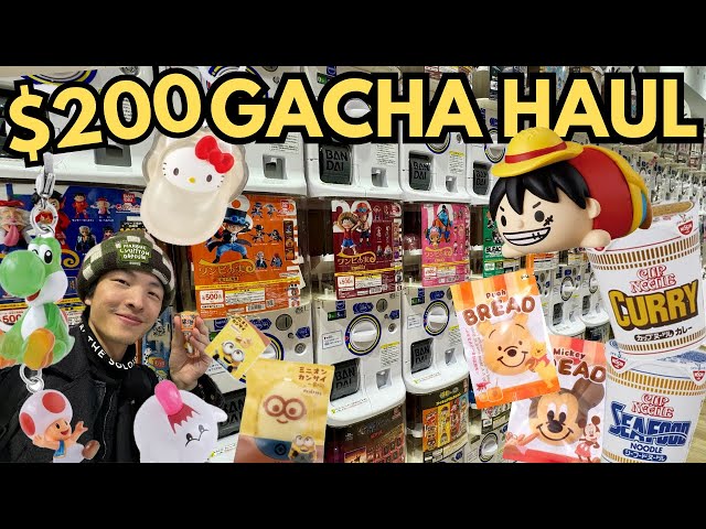 Can the BIGGEST GACHA SHOP Steal $200 From Me? (One Piece, Disney, Sanrio, Super Mario etc)