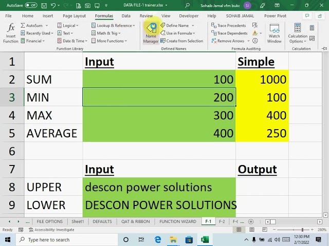 MS EXCEL Name Range Manager Function