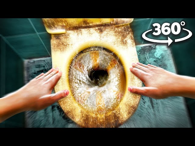 VR 360 FLUSHED DOWN THE TOILET - How does REAL Vacuum Slide work #360video