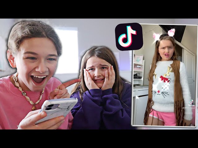 REACTING TO MY LITTLE SISTER'S TIK TOKS DRAFTS!! **EXPOSED** | CILLA AND MADDY