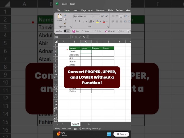 How to convert upper lower properties in Microsoft Excel without function? #exceltips