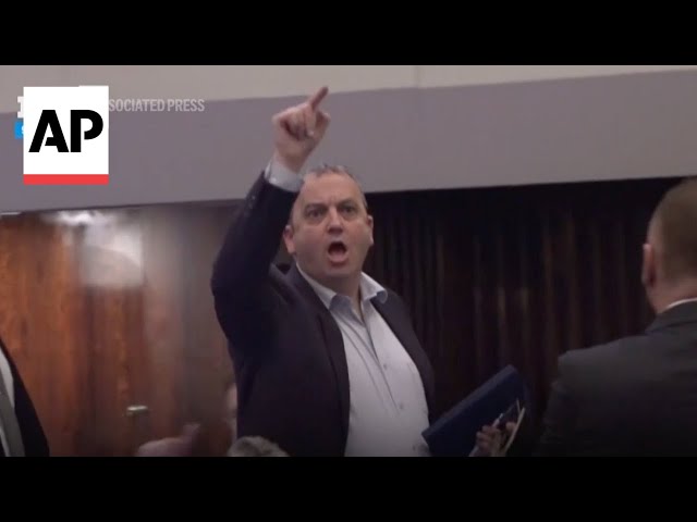 Israeli opposition members shout at Netanyahu as he addresses parliament