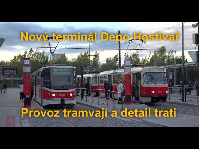 Nový tramvajový terminál Depo Hostivař, provoz a detail trati | 8K HDR