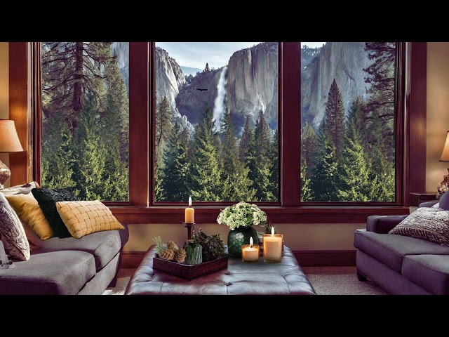 Yosemite Falls Tranquil Breathtaking Cozy View | Relaxing Nature Sounds & Ambient Music