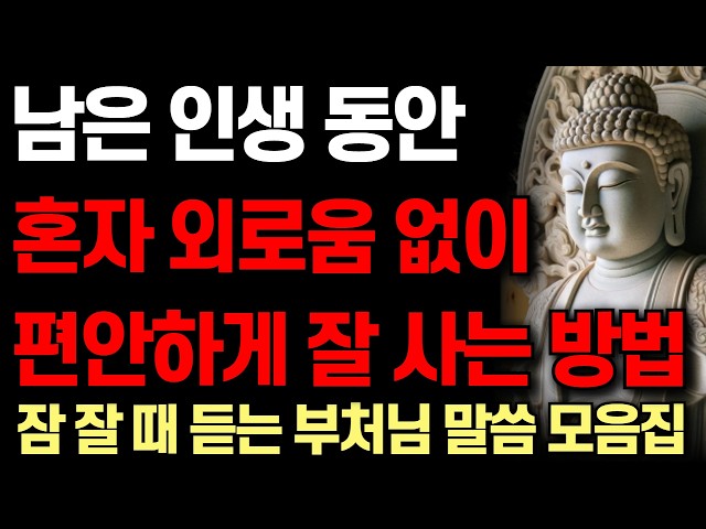 노후에 외로움 없이 혼자서도 편안하게 사는 사람들의 공통점ㅣ행복한 사람들이 고독에 집착하는 이유 | 자면서 듣는 부처님 말씀 4시간 | 석가모니 I 처세술 I 오디오북ㅣ철학