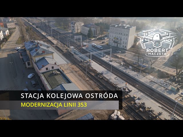 Modernizacji stacji kolejowej Ostróda | Linia 353 | 1.02.2025 | Widok z drona 4K