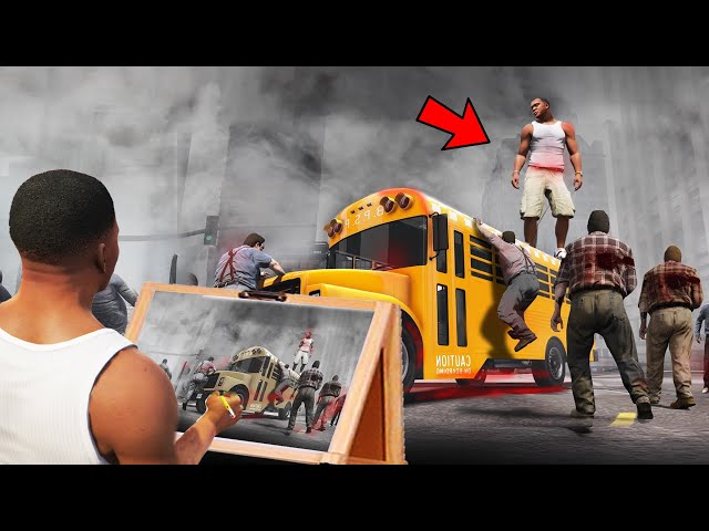 Franklin Uses Magical Painting To Survive And Run From Zombie apocalypse In Gta 5