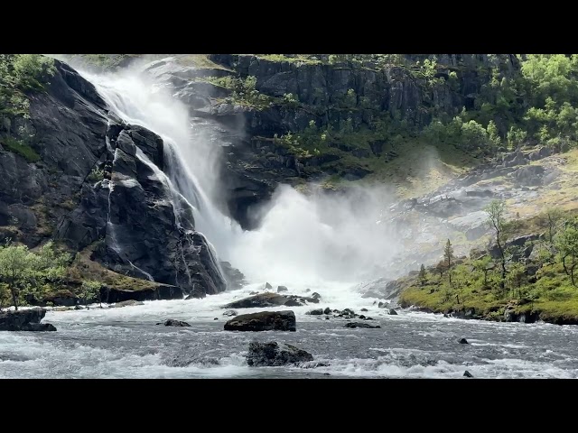 Powerful waterfall into a calm river | 7 Hr | Sleepsounds