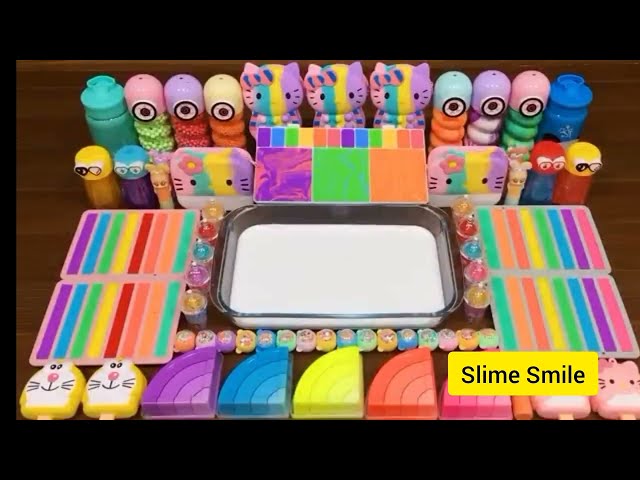 RAINBOW Slime| Mixing random into GLOSSY Slime | Satisfying Slime Video #ASMR