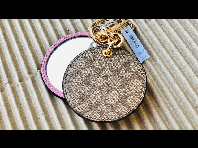 COACH ☜UNBOXING☞ Mirror Bag Charm In Signature Canvas / F77961 / Pink