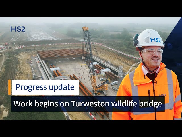 HS2 begins assembling Turweston green bridge deck