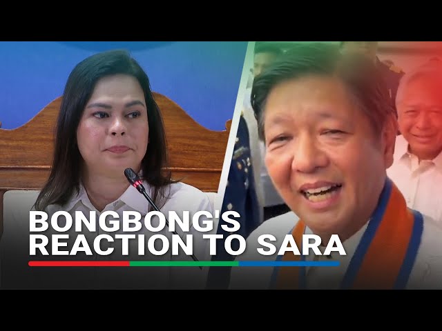 'Hindi marunong'? Marcos reacts to Sara Duterte's tirade | ABS-CBN News