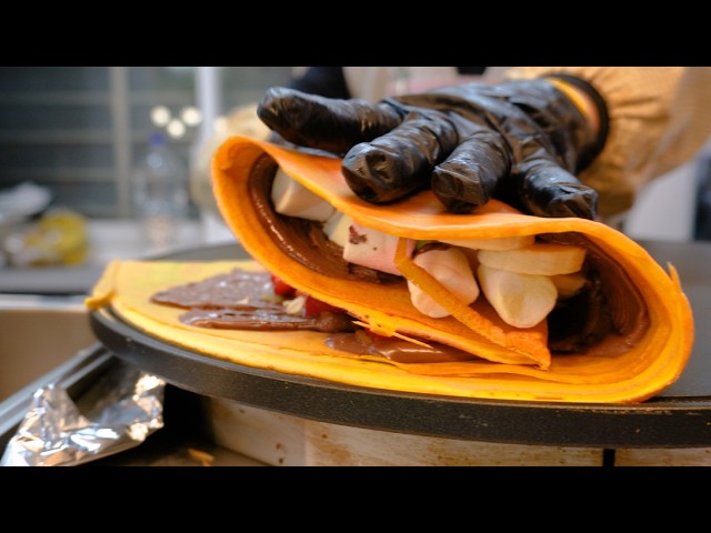 Unique! Popular Korean Rainbow Crepe with Various Topping🌈 - Korean Street Food