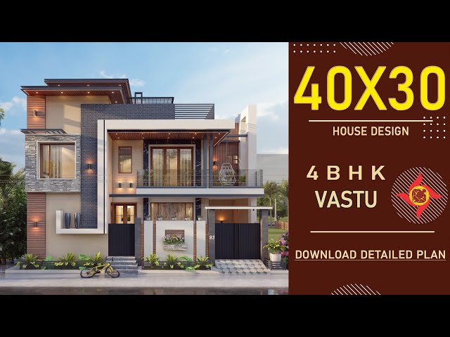 40x30 3D Home Design | Vastu House | 1200 Sqft House Plan | 40*30 House Plan | 40by30 House Plan | 2