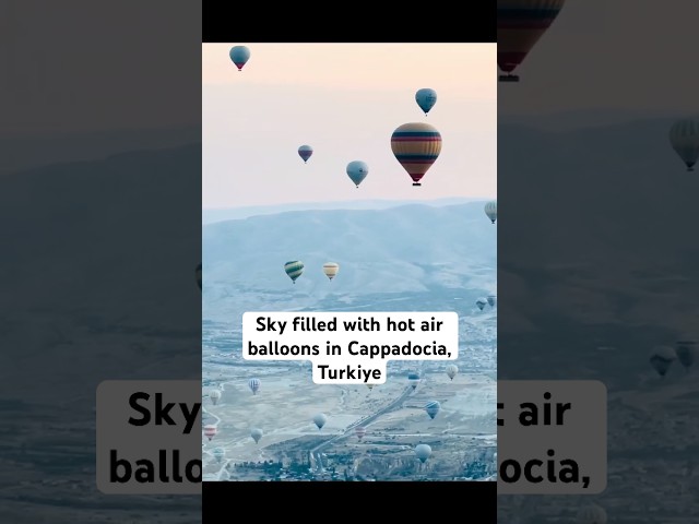 Sky filled with hot air balloons in Cappadocia, Türkiye #türkiye #travel #traveling #travelling