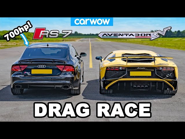 Lamborghini Aventador vs 700hp Audi RS7   DRAG RACE