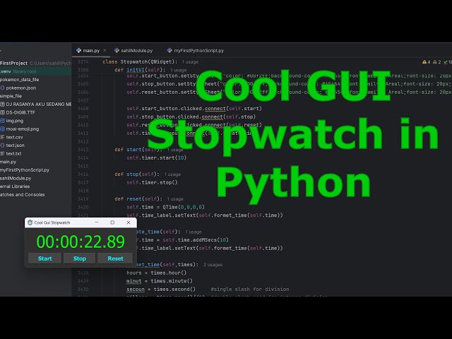 Cool GUI Stopwatch in Python using PyQt5 Library