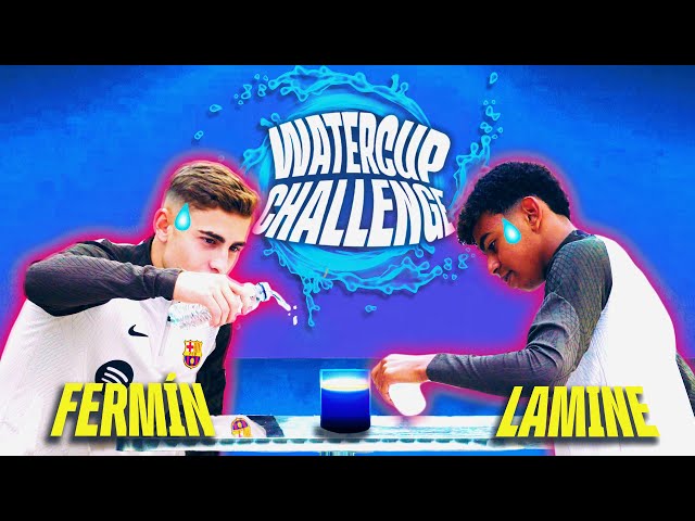 😂💦 WATER CUP CHALLENGE WITH FERMÍN LOPÉZ & LAMINE YAMAL