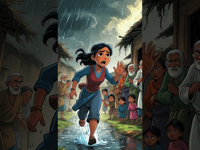 #shorts 🔥 Asha’s Brave Act: A Young Girl Saves Her Village from a Flood! 🌊👧