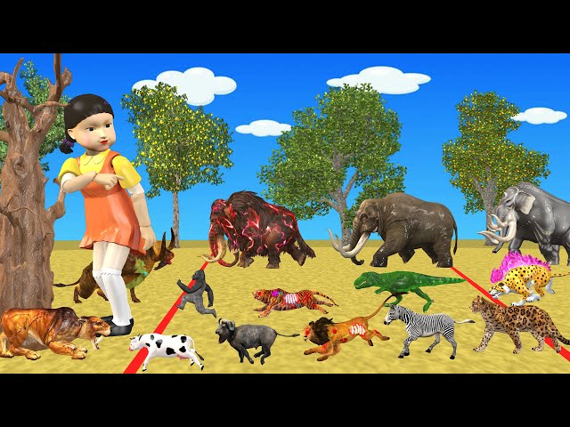 Squid Game x Animals : Mammoth Gorilla Cow Buffalo Elephant Lion Tiger Squid Game 2 어몽어스 오징어 게임 2