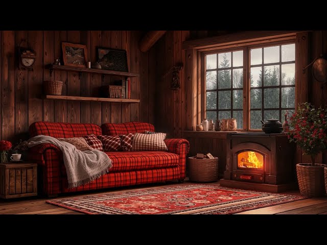 Peaceful Rain on Window Sounds for Deep Sleep | Relax with Cozy Fireplace Ambience in Cabin Retreat