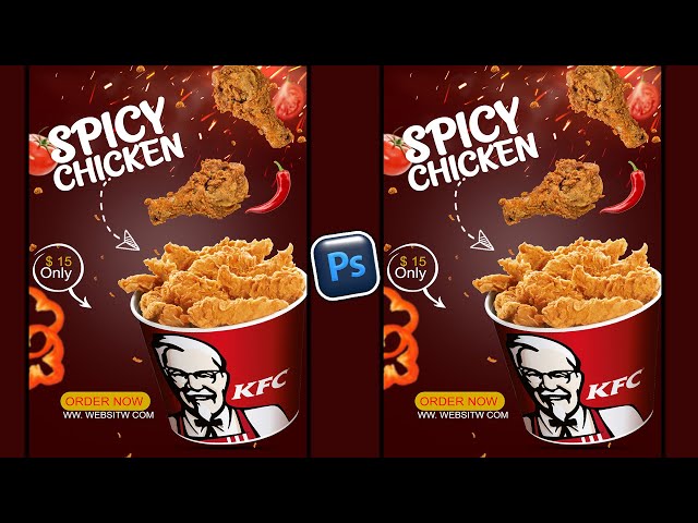 Poster Design in Photoshop | Chicken Poster Design | KFC Chicken | Photoshop Tutorials#posterdesign