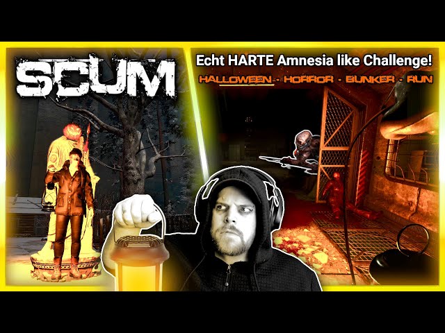 SCUM 0.9 💀 Solo Amnesia like BUNKER CHALLENGE! - RISK with Spear, Cursed Puppet Suit & Lantern.