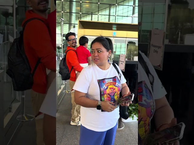 Bharti Singh with husband Harsh and son Gola were seen at the airport.