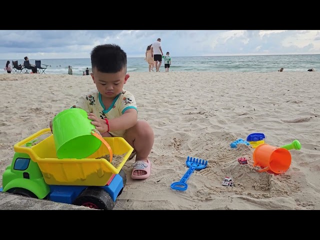 playing on the beach