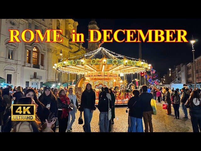 Rome Walking Tour: Christmas Magic on Rome's Streets – December in 4K